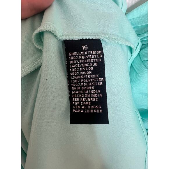 Scarlett Women's Mint Dress Lace Detail Sleeves Pleated Bridesmaid Size 16 - Picture 11 of 15